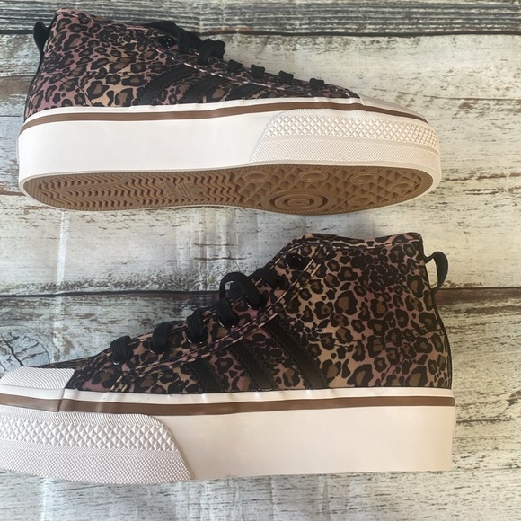 Adidas Leopard Print Mid-Tops in Black and Pink Sz 6 - Picture 9 of 12